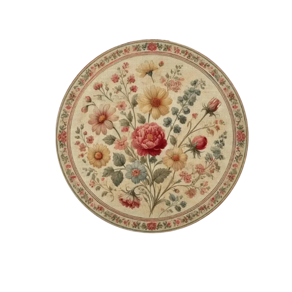 placemat classique floral oiseaux vert beige rose blanc 35cm 35cm