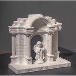 statue arc boîte bijoux blanc sculpté détails classique baroque ornemental decor salon