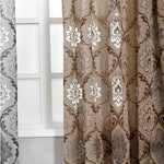 rideau jacquard polyester floral semi opaque classique marron gris clair salon maison