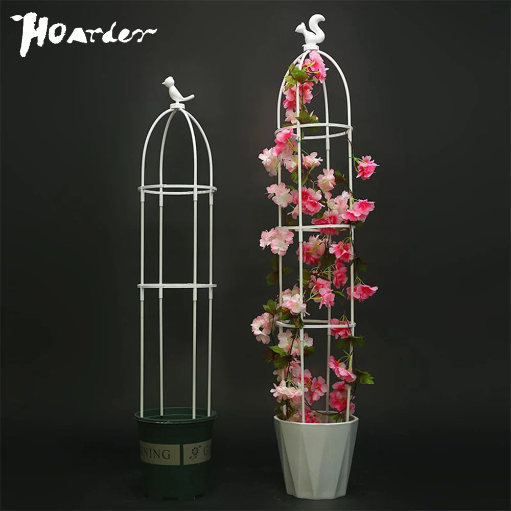 cage plante classique vert foncé rondes verticales plante artificielle rose blanc jardin decoration