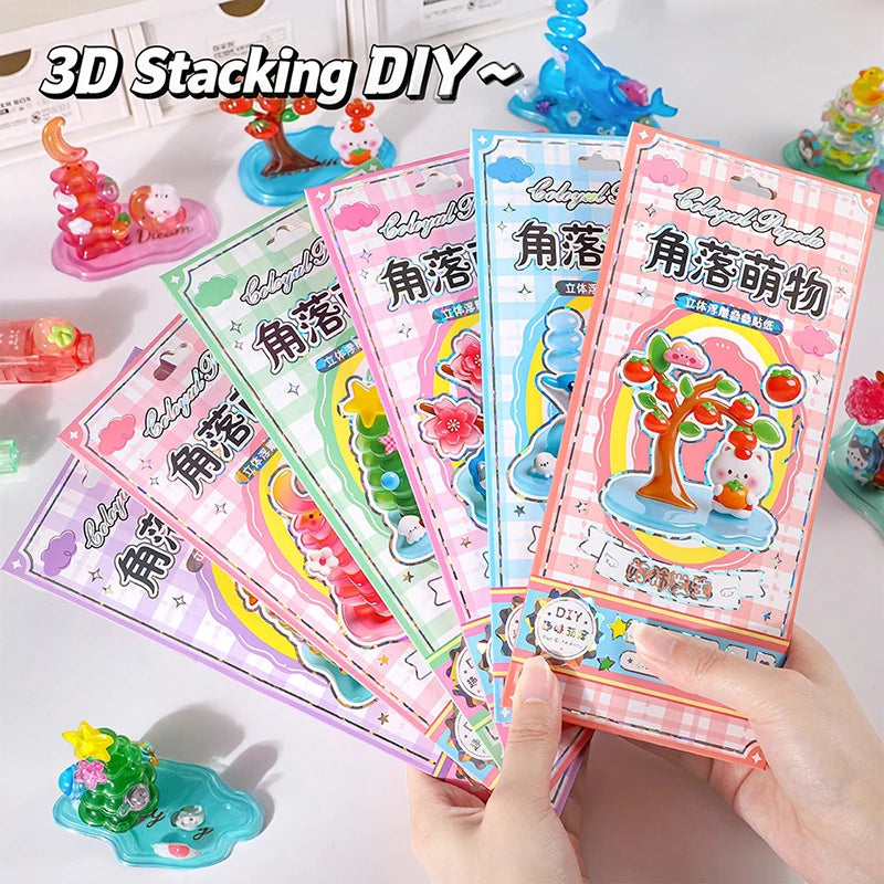 jouets construction 3d multicolores motifs animaux textures brillantes adhésif kawaii enfantin pièces base plate
