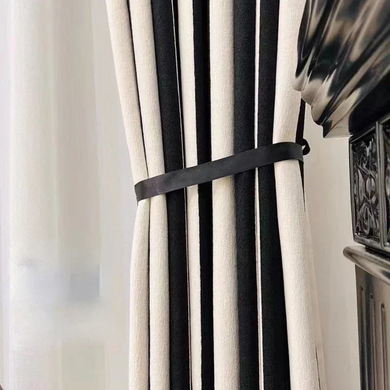 rideau moderne noir blanc rayures horizontales opacifiant polyester français chambre