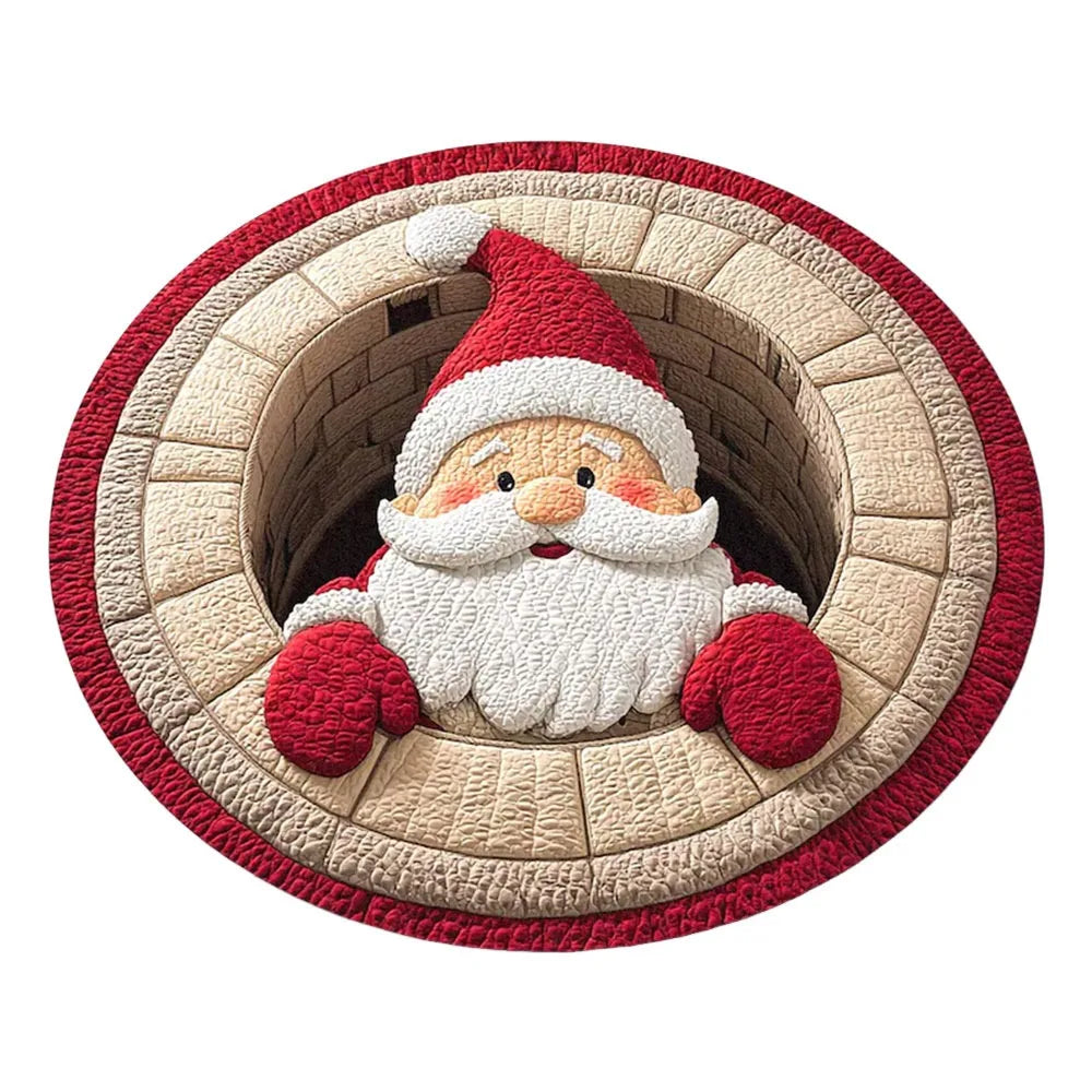 tapis rond noël père noël train pingouins guirlande rouge décoration chambre vinyle sans bpa