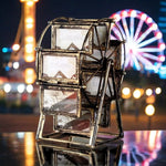 Cadre photo grande roue bronze floral vintage 12 photos rotatif transparent distressé
