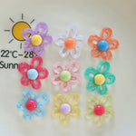 clips cheveux fleurs violet blanc orange vert jaune rose bleu kawaii