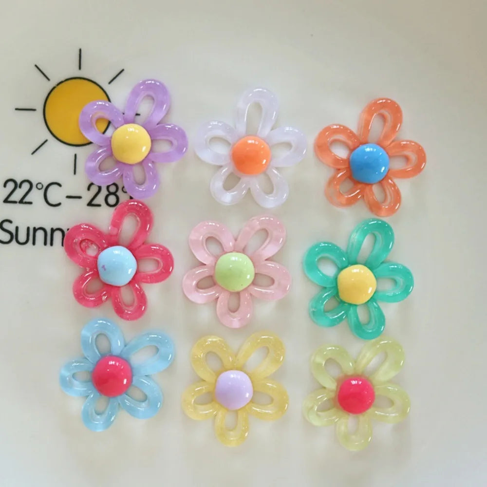 clips cheveux fleurs violet blanc orange vert jaune rose bleu kawaii