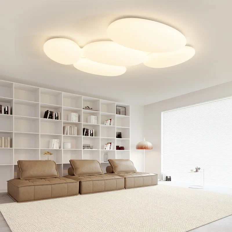 plafonnier moderne blanc nuages minimaliste éclairage chambre restaurant led toucher