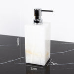 ensemble salle bain marbre onyx blanc distributeur savon porte brosse dents plateau luxe