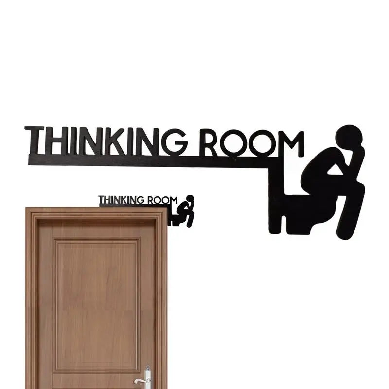 décoration murale thinking room bois noir humoristique minimaliste porte indicateur sculptural