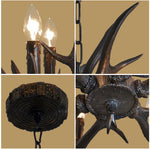 lustre rustique vintage têtes antlers noirs marron clair salon salle manger