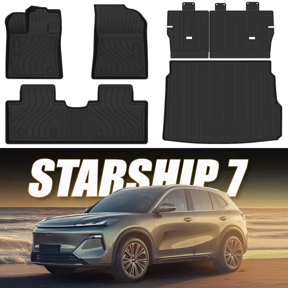 tapis sol voiture noir rayures horizontales surface rugueuse moderne résistant eyelets six pièces