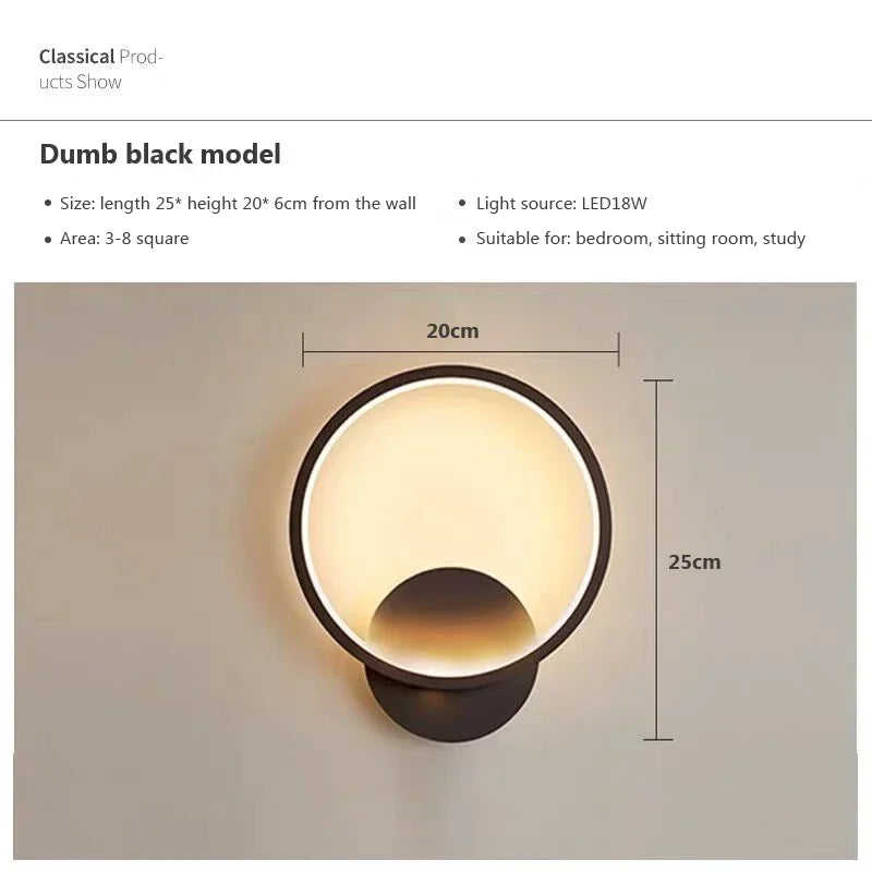 lampe murale moderne or blanc rond éclairage quotidien contemporain fixée mur trichromatique dimmable