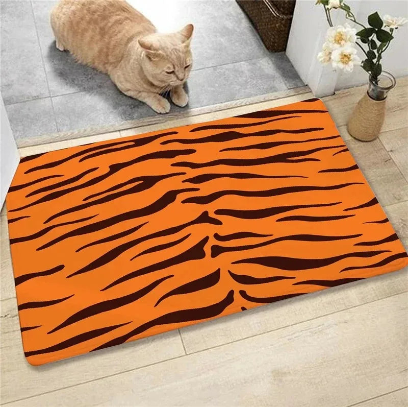 tapis léopard zèbre tigre vache moderne polyester antidérapant sol chambre salon