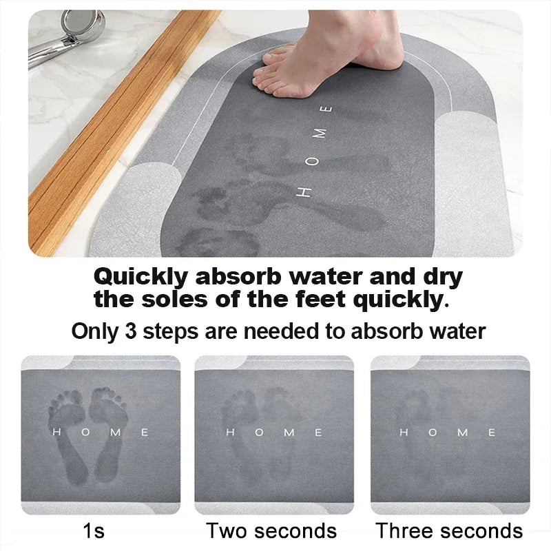 tapis bain absorbant antidérapant moderne motif abstrait ovale gris blanc