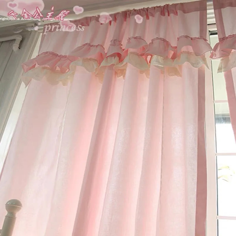 rideaux romantiques rose ruffles transparence girly princess chambre féminine decorationintérieur