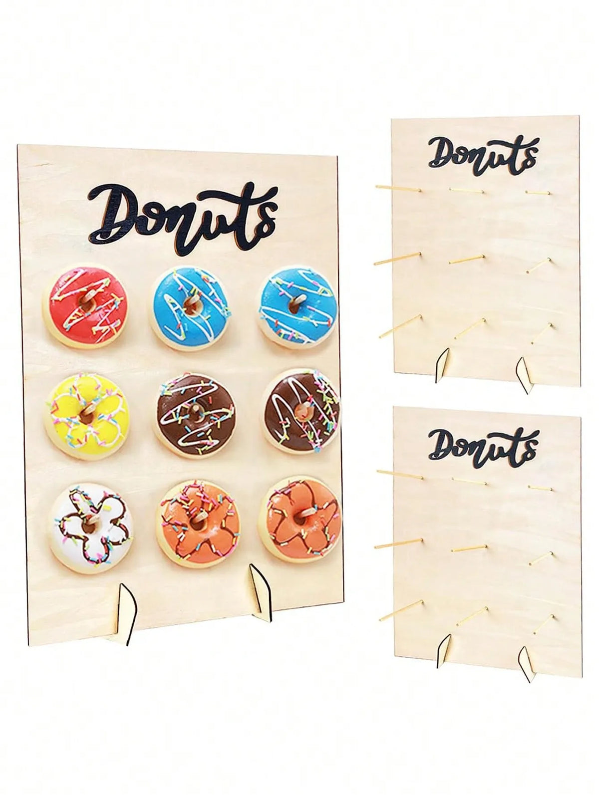 panneau donuts bois opaque motif rustique lettres noires décoration fête anniversaire mariage
