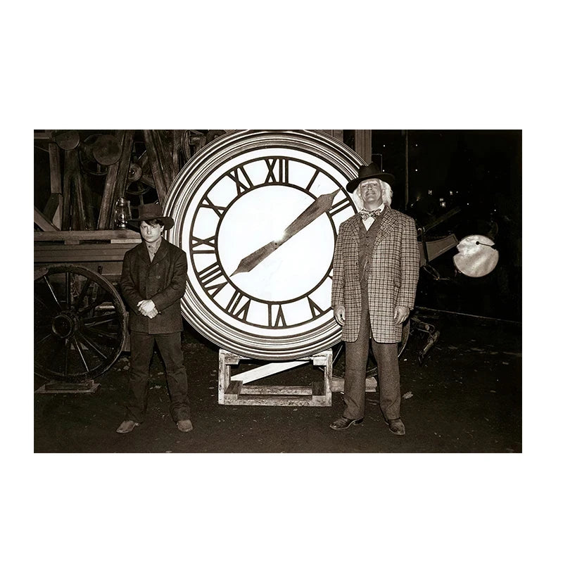 horloge murale vintage noir blanc cadran romain toile impression moderne chambre salon