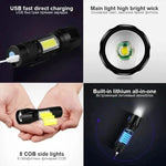 lampe torche noire rechargeable zoomable lumières led modes strobe campingurgence