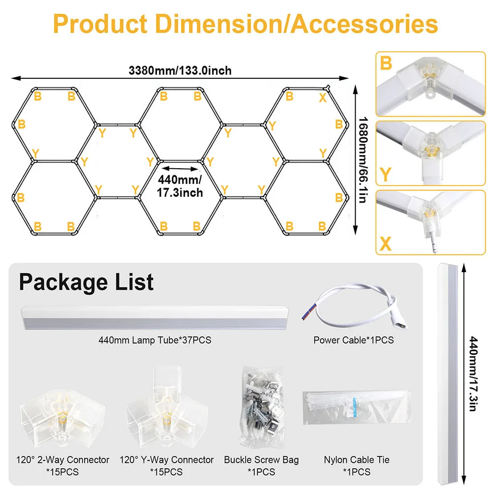 plafonnier led blanc moderne forme hexagonale nid d'abeille salon salle conférence