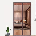 rideau porte marron clair beige rayures horizontales moderne adhésif opacité été maison ventilation anti