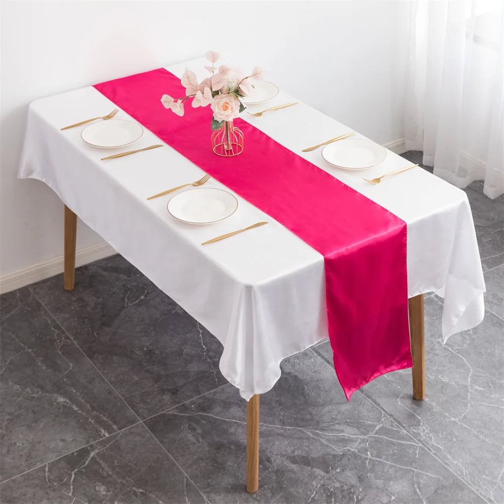 nappe satinée table fête blanc rouge rose anniversaire mariage baptême noël saint valentin
