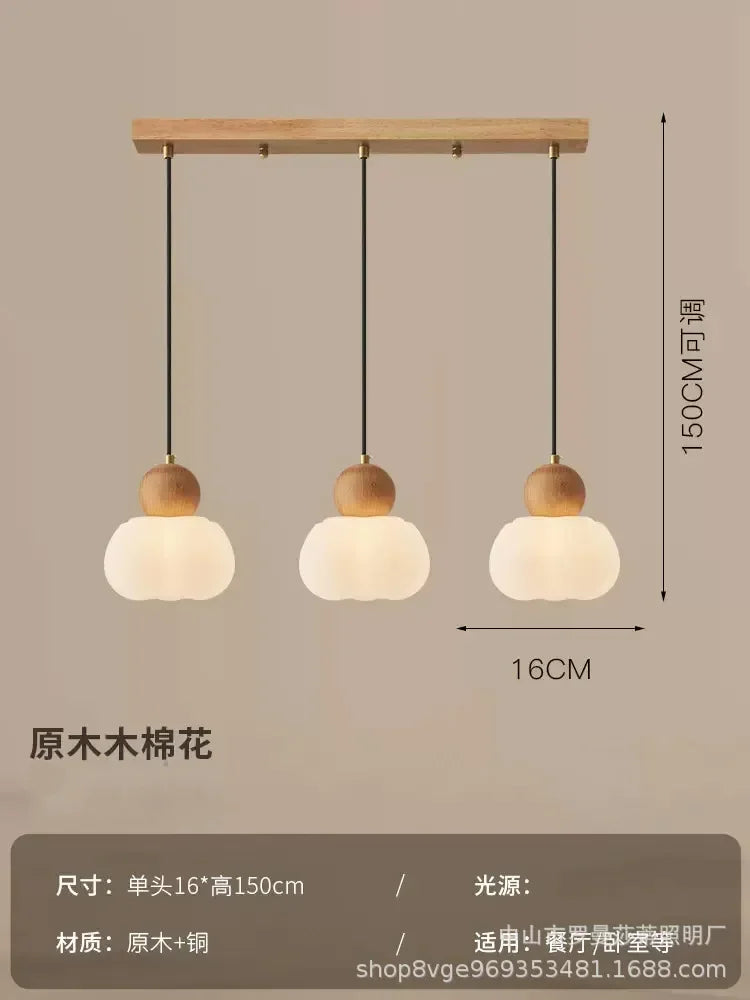 suspension lumineuse trois abatjour bois foncé blanc laiteux moderne minimaliste
