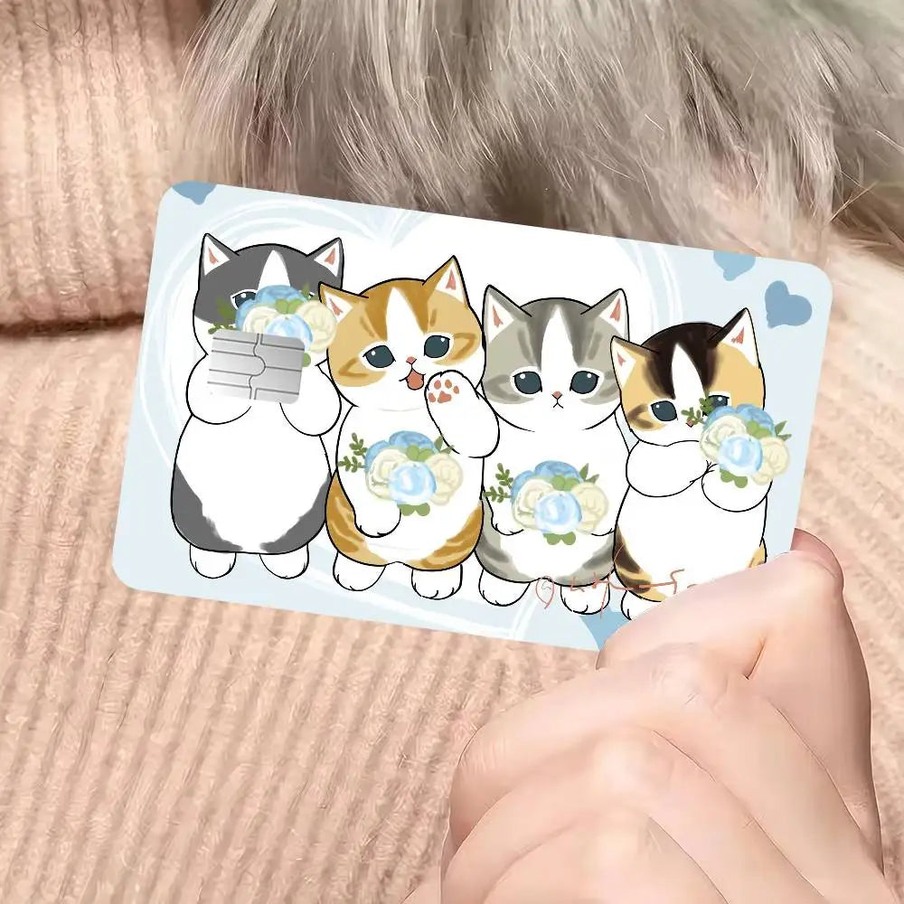 sticker carte crédit dessin animé chats biscuits mofusand waterproo