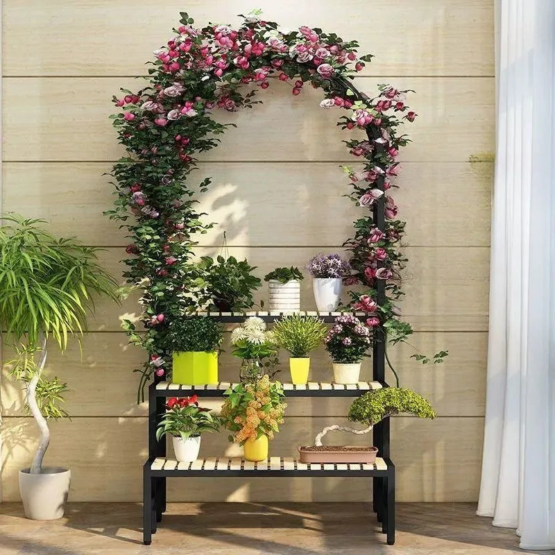 arche jardin étagères blanc noir bois métal moderne pot plante artificielle différents tailles couleursextérieurintérieur
