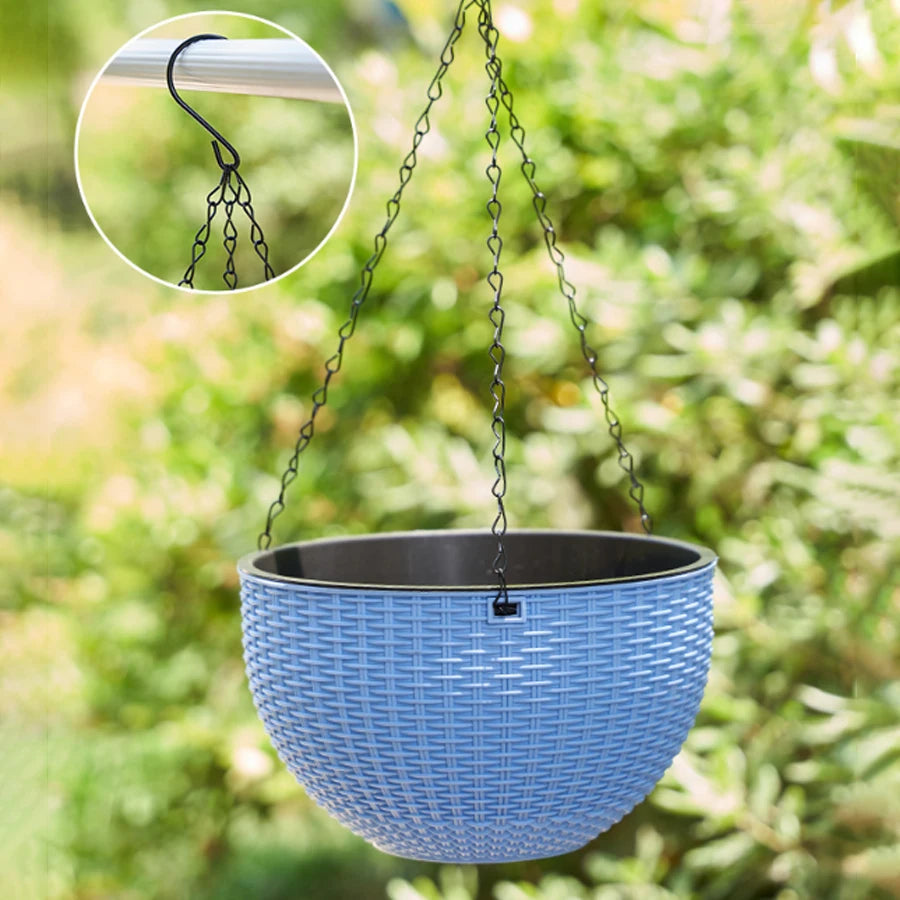 panier suspendu tissé moderne crochets métalliques drainage fleur pot intérieur extérieur
