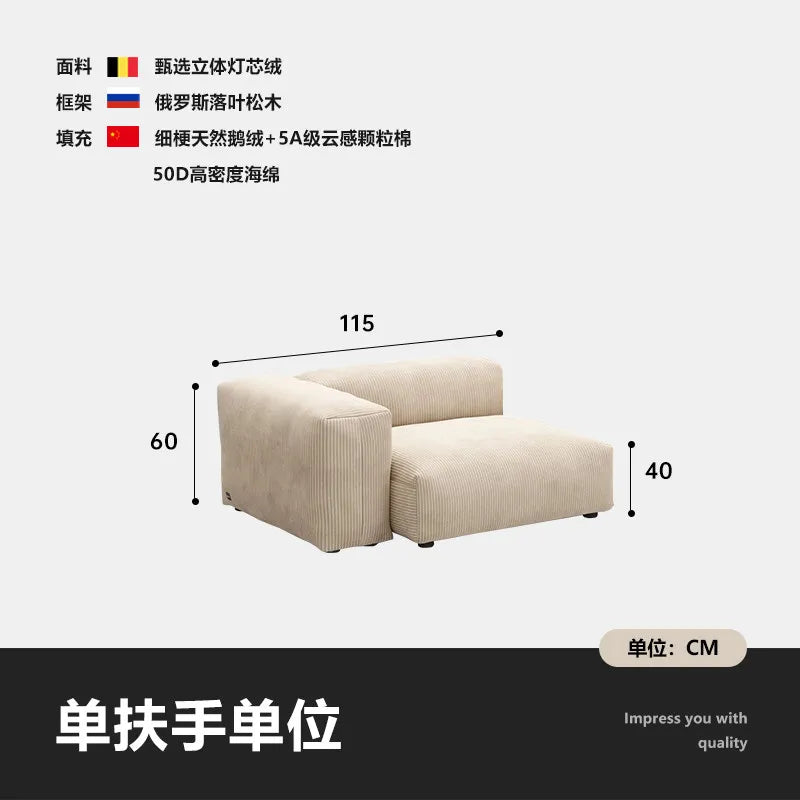 canapé modulable moderne beige clair rayures horizontales convertible cause cœur lit salon