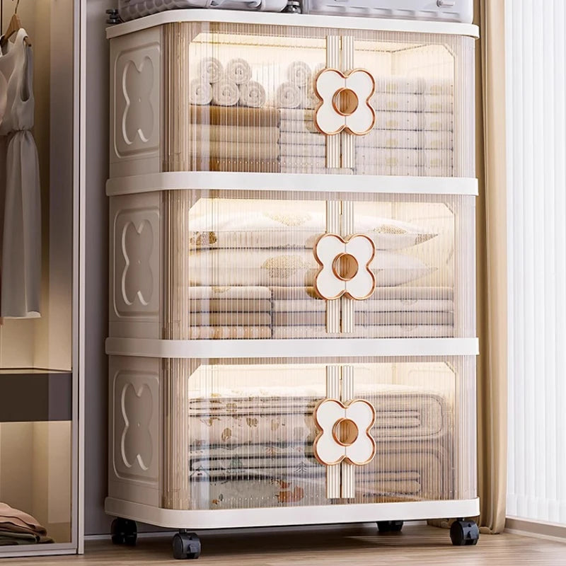 meuble rangement moderne armoire beige clair grille dimensions roulettes 45x30x71.9cm
