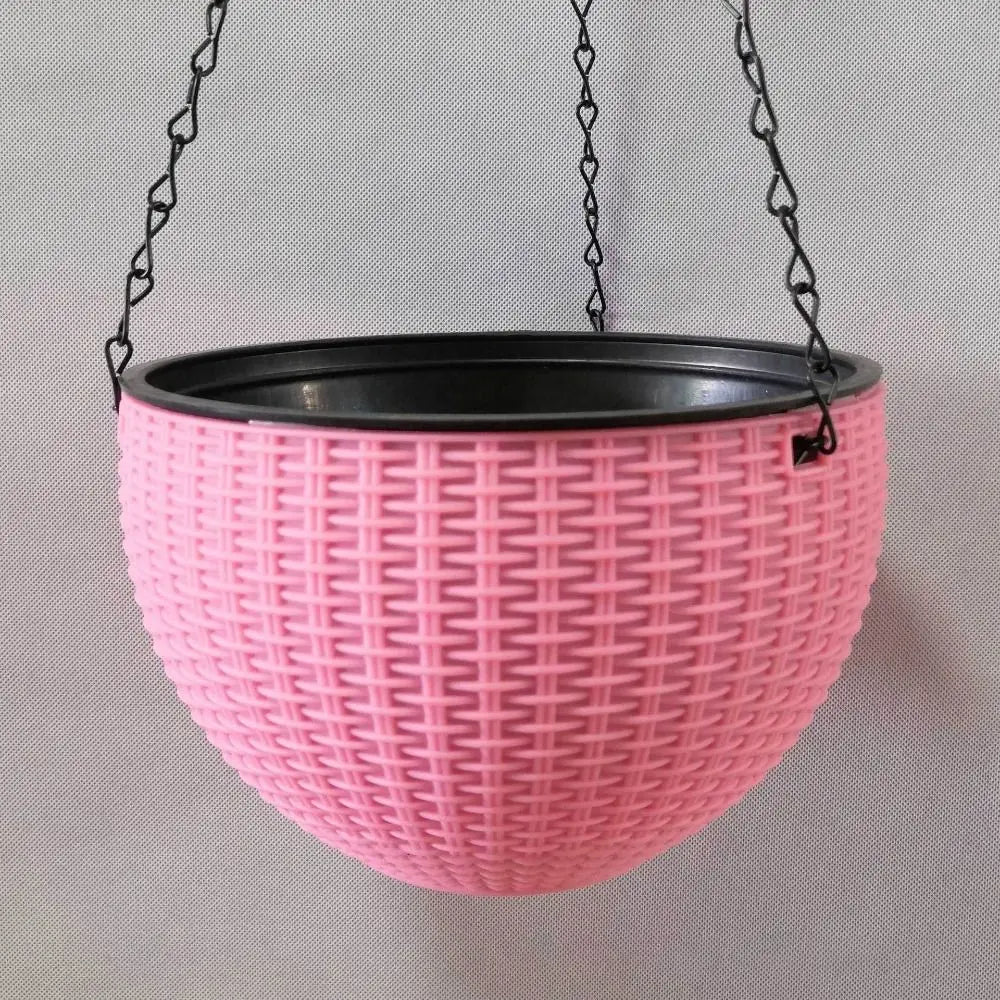 pots suspendus tissés moderne noir bleu rose vert blanc chaînes