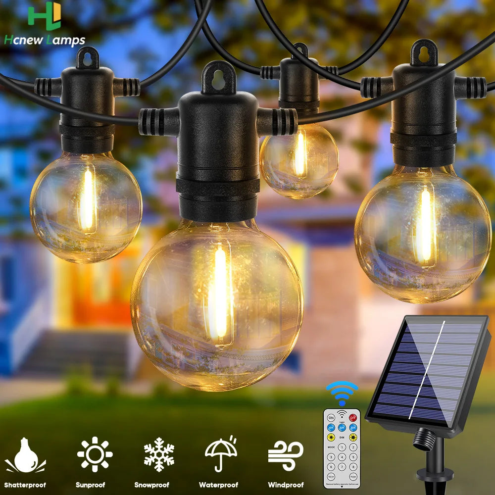 guirlande lumineuse solaire transparente ampoules edison vintage extérieure 16 ampoules panneau solaire