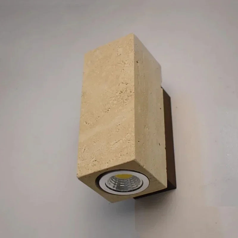 lampe murale moderne led pierreux beige clair marron foncé motif veiné opaque aluminium