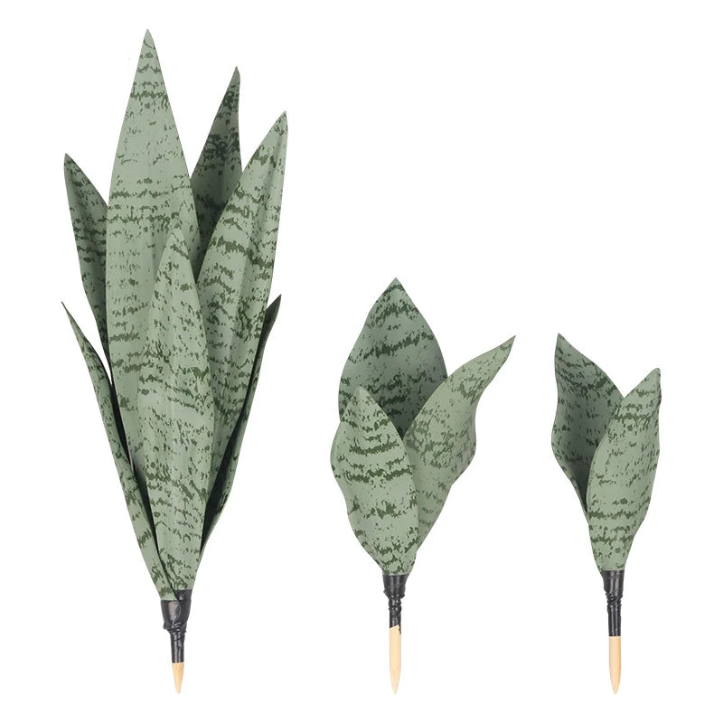 feuilles artificielles vertes rayures noires moderne décoration intérieure adhésif extérieur ornement vert plastique unique