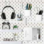 panneau rangement blanc moderne perforé clips étagères porte clés crayons photos bouteilles savon serviettes
