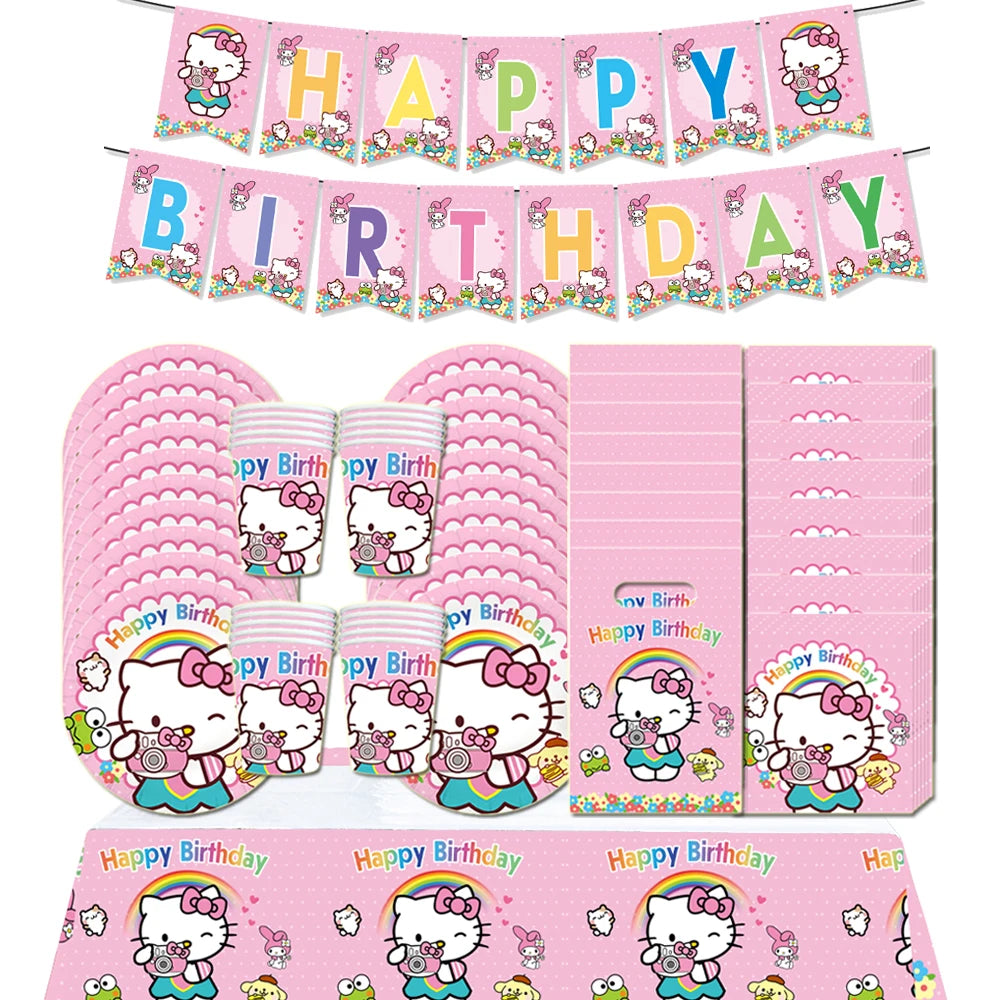 Ensemble vaisselle jetable Hello Kitty pour anniversaire