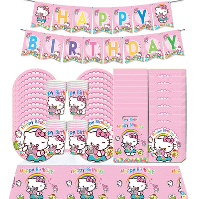 Ensemble vaisselle jetable Hello Kitty pour anniversaire