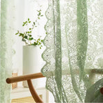 rideau vert pastel broderie florale semi transparent classique clips fenêtre 140cm 145cm 200cm 260cm