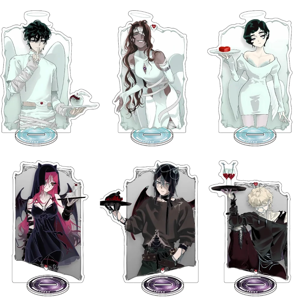 figurines anime fantastiques gothiques anges noir blanc rose rouge vert assiettes coeurs chapeaux