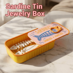 boîte bijoux vintage sardines poisson os not sardines skinless boneless poignée couleur collier boucles