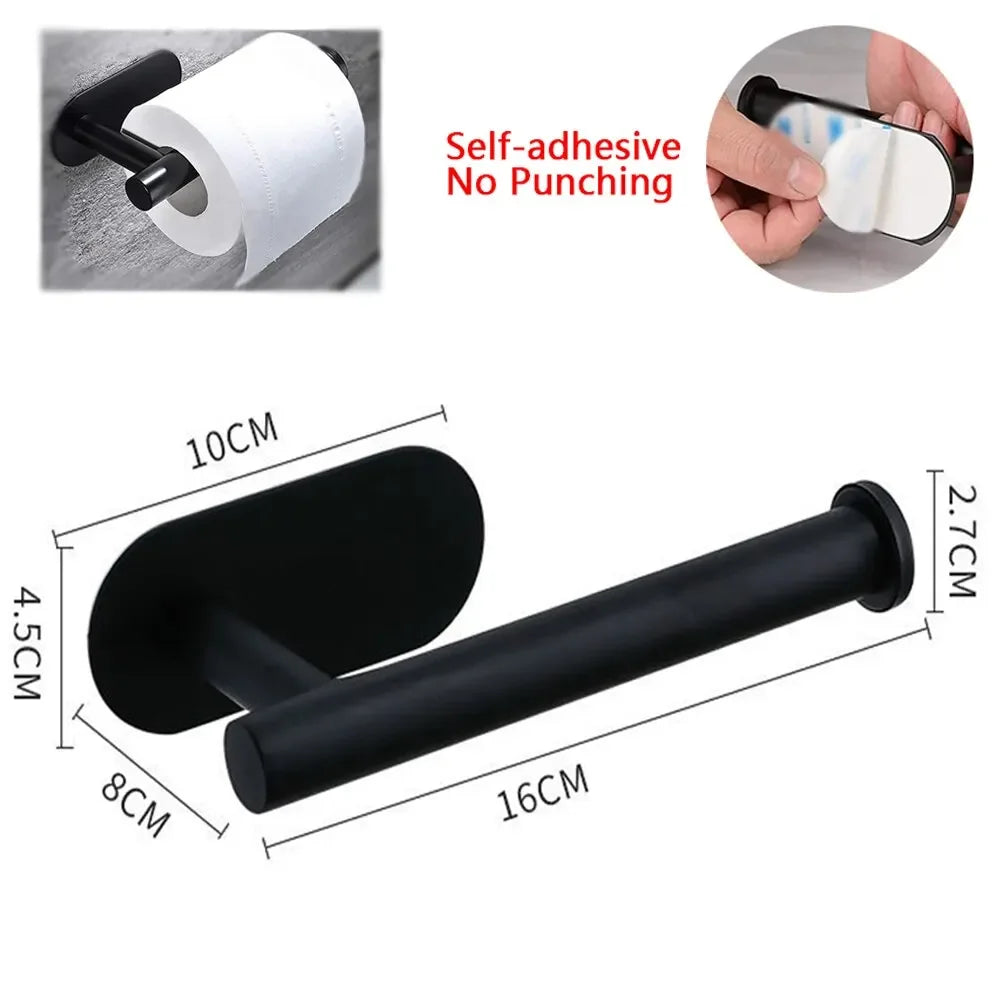 porte rouleau papier toilette adhésif noir mat moderne salle bain cuisine accessoris eponge brosse