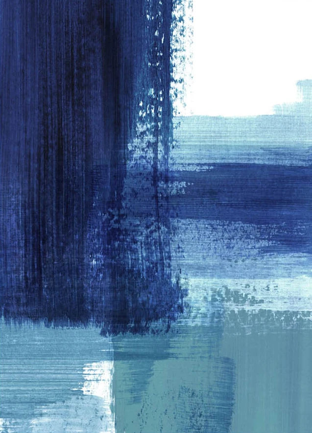 toile d'art abstraite contemporaine bleu gris blanche peinture aquarelle minimaliste sans cadre