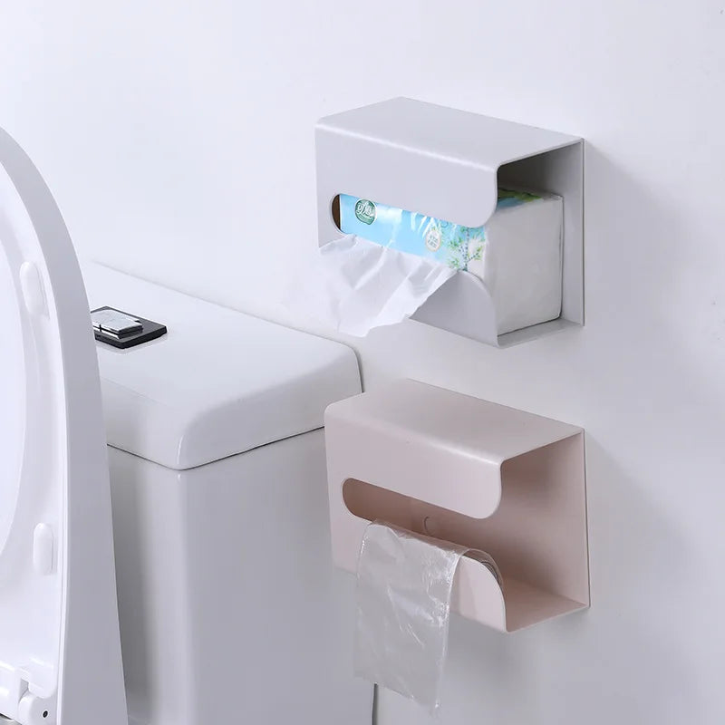 distributeur serviettes adhésif mural blanc moderne salle bain papier toilette rangement sans perçage