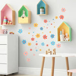 sticker mural fleurs colorées deco moderne chambre enfant auto adhesif pvc resistant eau set