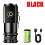 lampe torche noire led 15w rechargeable type ip68 anti choc emergency