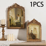 cadre photo résine opaque baroque floral vintage or beige blanc