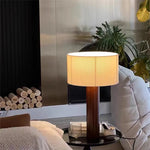 lampe table bois moderne blanc rayures finies éclairage salon chambre led interrupteur bouton