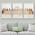 toile d'art minimaliste vintage cène décoration chambre salon beige grisclair