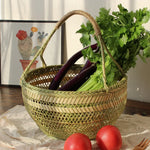 panier rangement vert clair tissé motifs géométriques rustique poignées tressées fruits légumes traditionnel